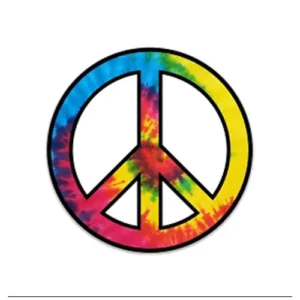 Tie Dye Peace Sticker, 4 inches round