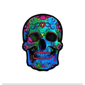 Blue Sugar Skull Sticker, 4.5 x 3.2 inches