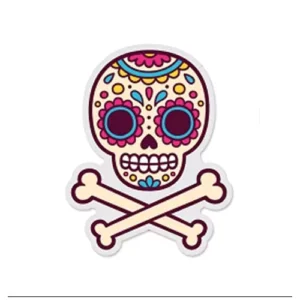 Cute Sugar Skull and Crossbones Sticker, 3.5 x 2.75 inch