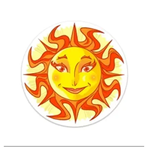 Happy Yellow Sun Sticker, 4 inches round