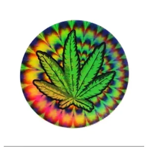 Trippy Leaf Holographic Sticker, 3 inches round