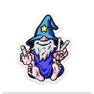 Wizard Giving Mixed Messages Sticker, 4.5 x 3.4 inches