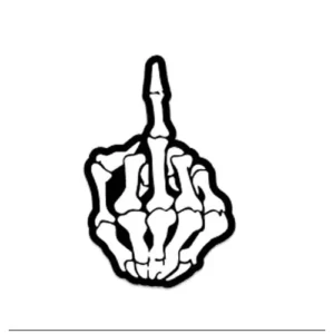 Skeleton Hand Flipping the Finger Sticker, 4 x 2.6 inches